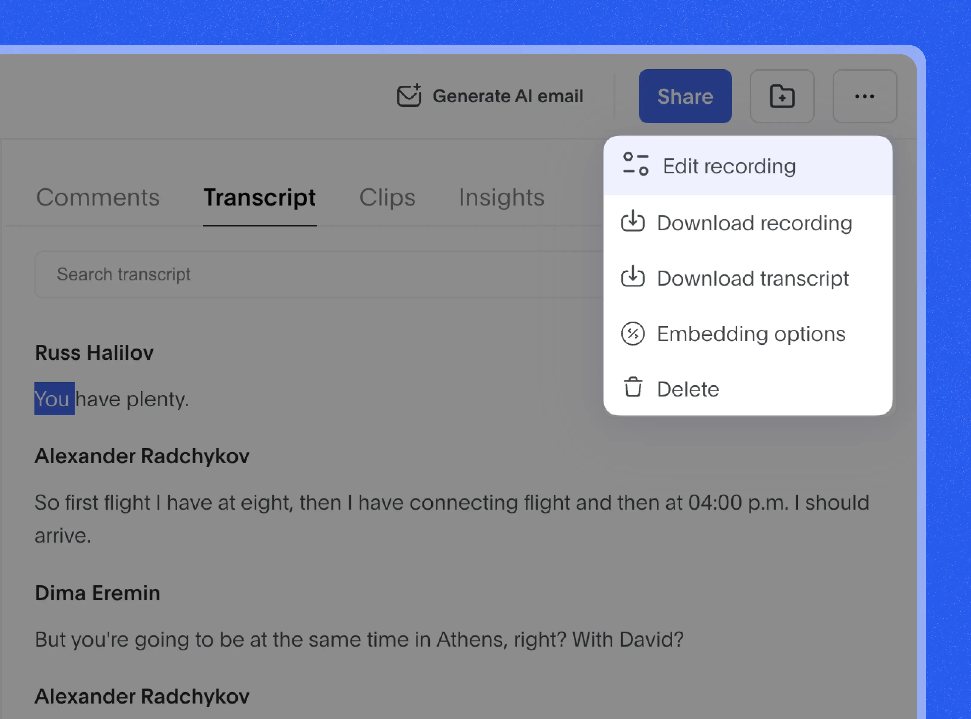 Edit Google Meet recordings like a doc