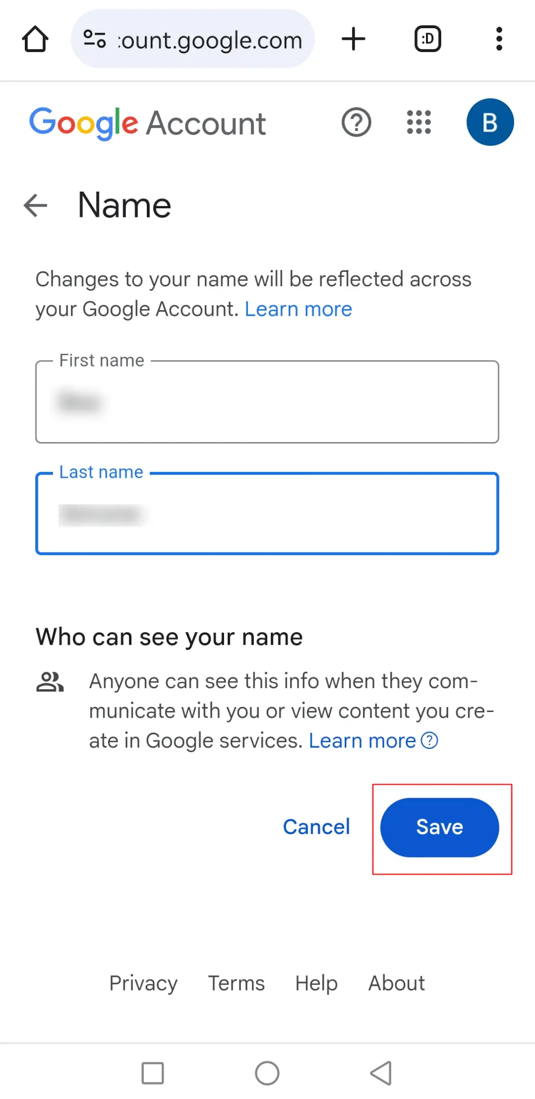 How to save new name in Google Meet on Android Device