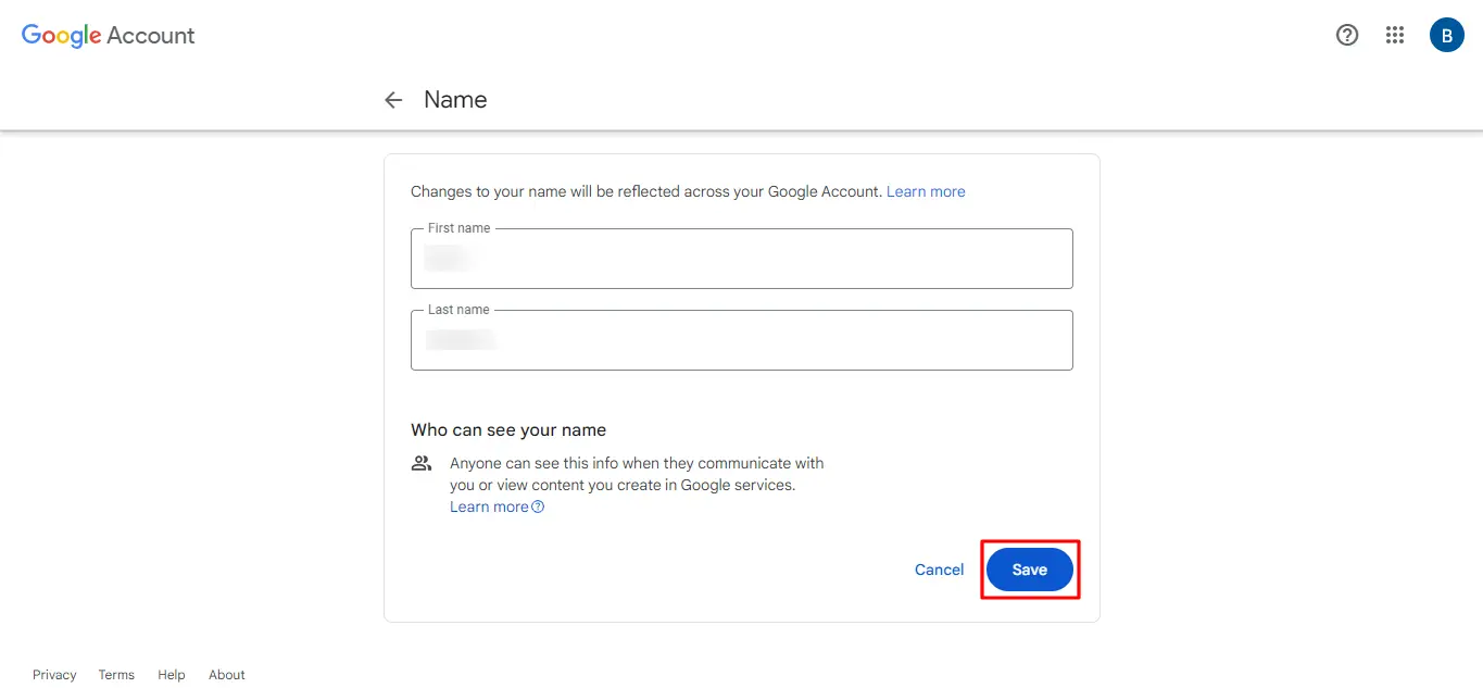 How to save changed name in Google Meet