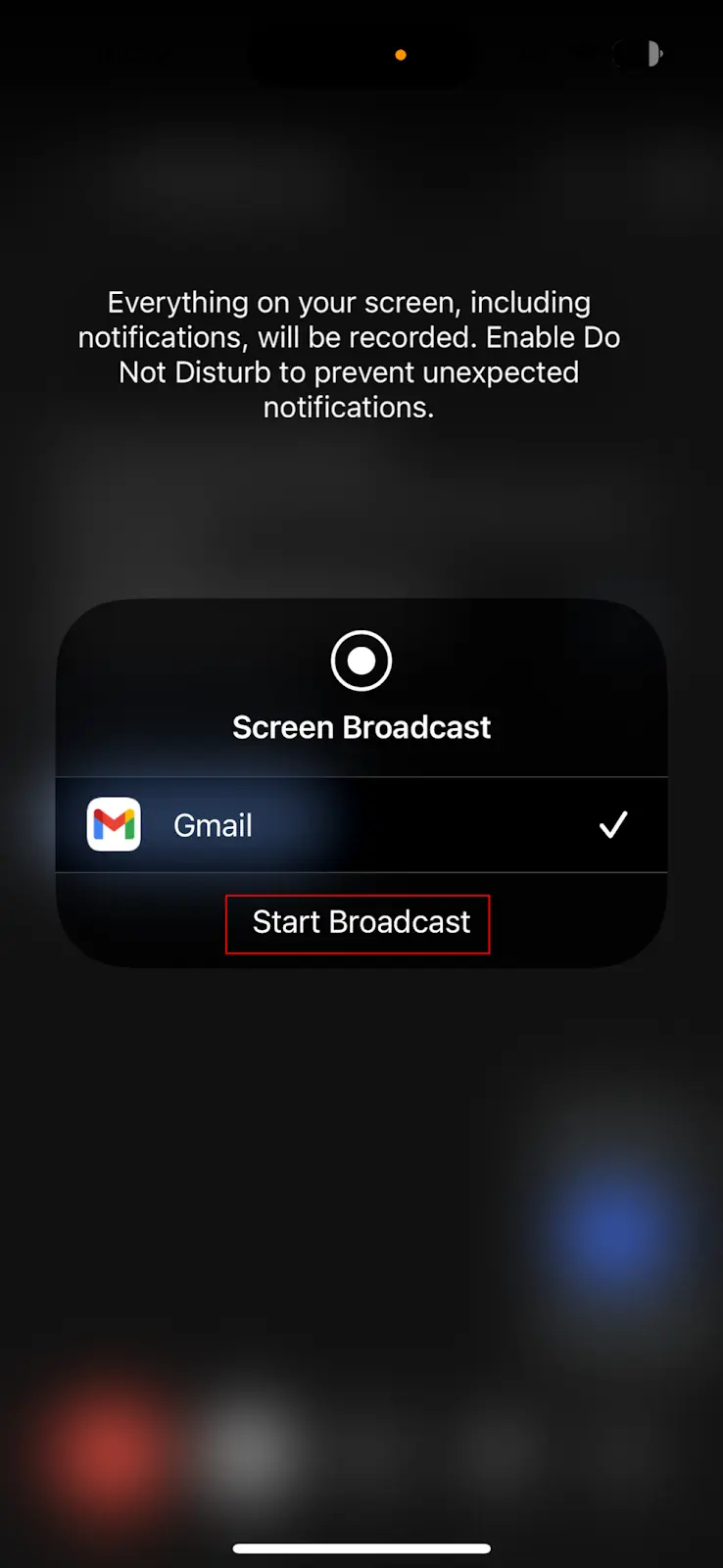 How to start screen sharing using iOS mobile