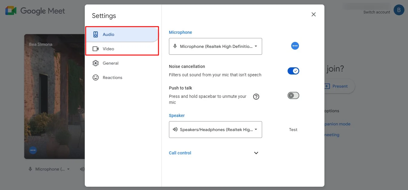 How to check Audio Video Settings before a meeting