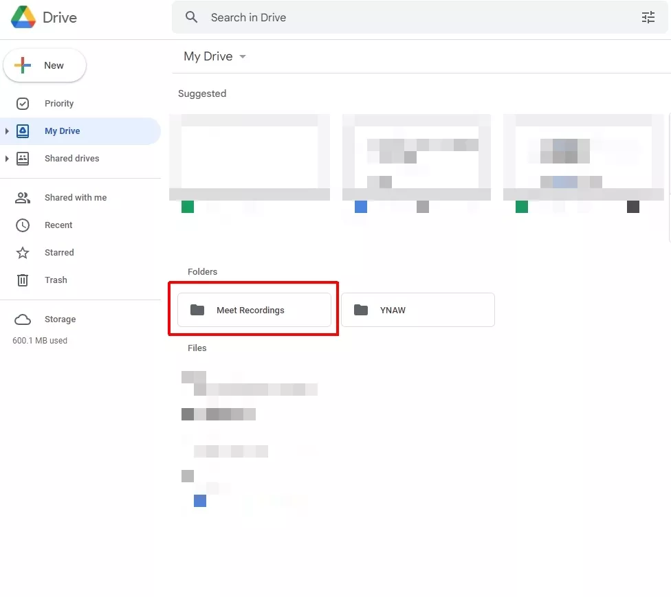 Meet Recordings in Google Drive 