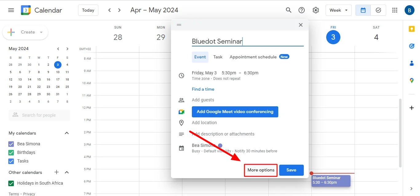 How to customize Google Meet settings in Calendar