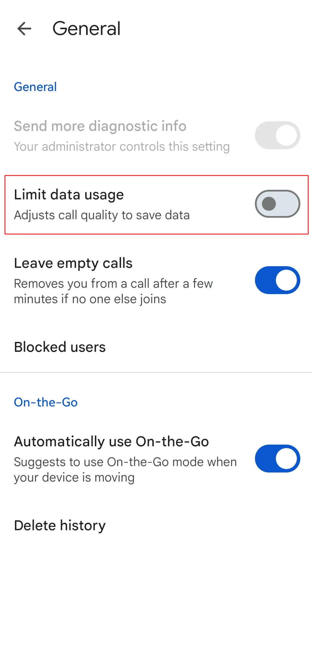 How to adjust limit data usage on Android