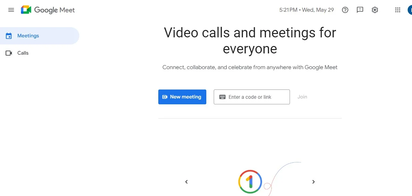 How to start new meeting in Google Meet