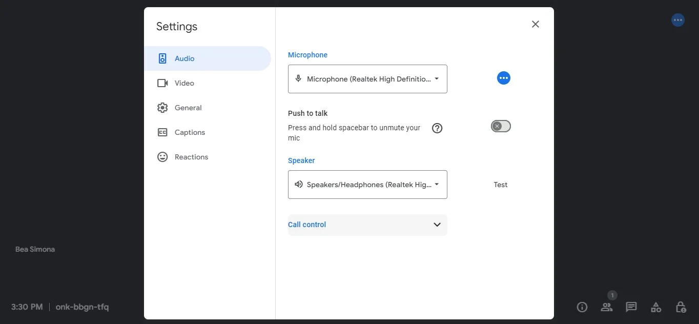 How to adjust a microphone in Google Meet