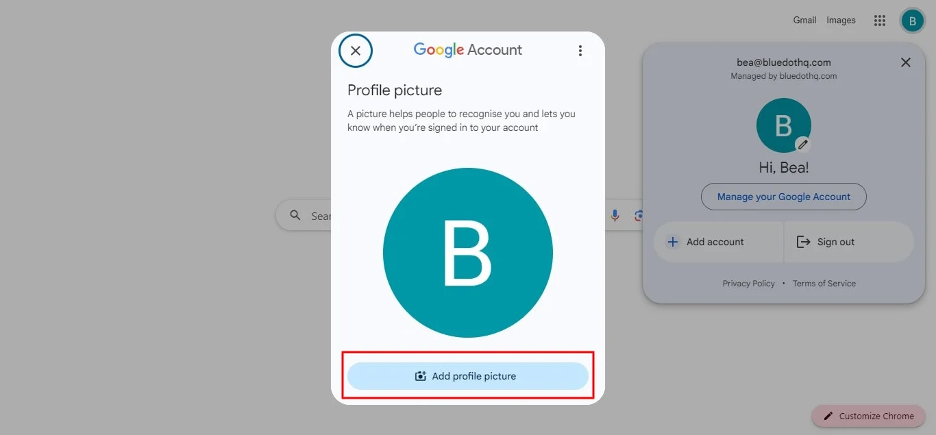 How to add Google profile picture on PC