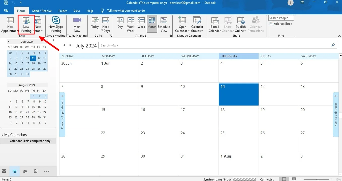 How to schedule meeting using Outlook