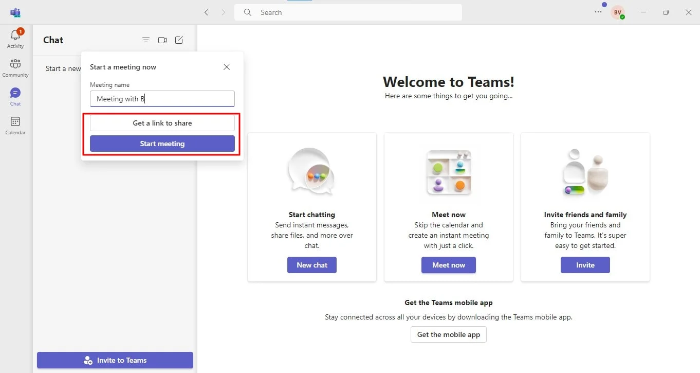 How to start Teams meeting