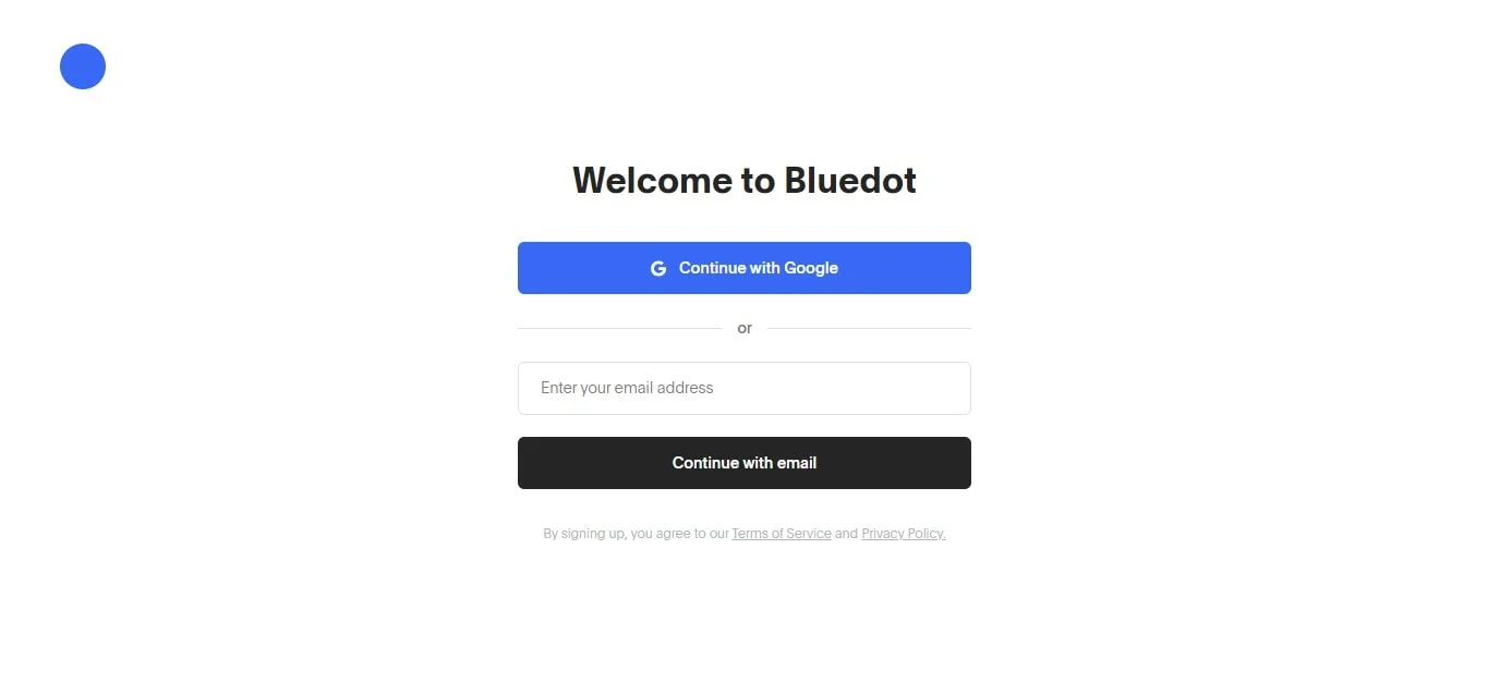 how to sign up in Bluedot