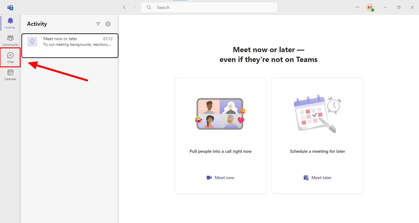 How to start a meeting in Microsoft Teams