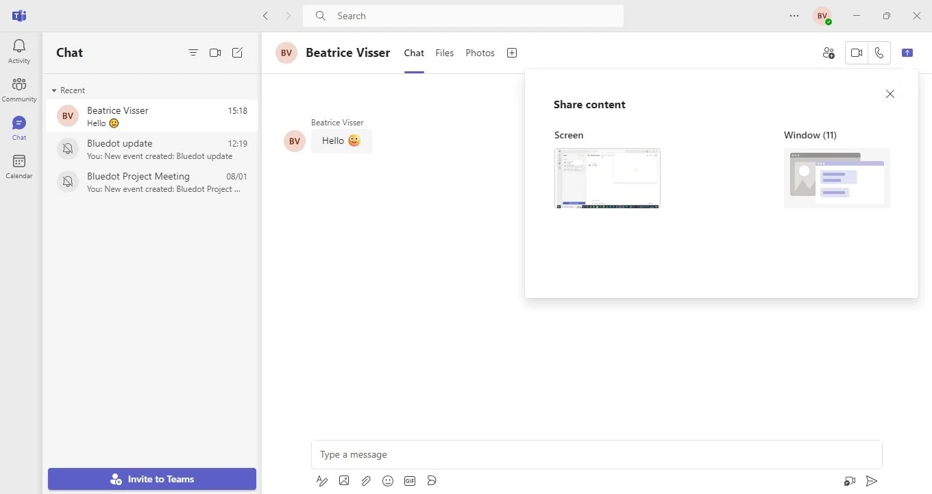 How to share my screen In Microsoft Teams