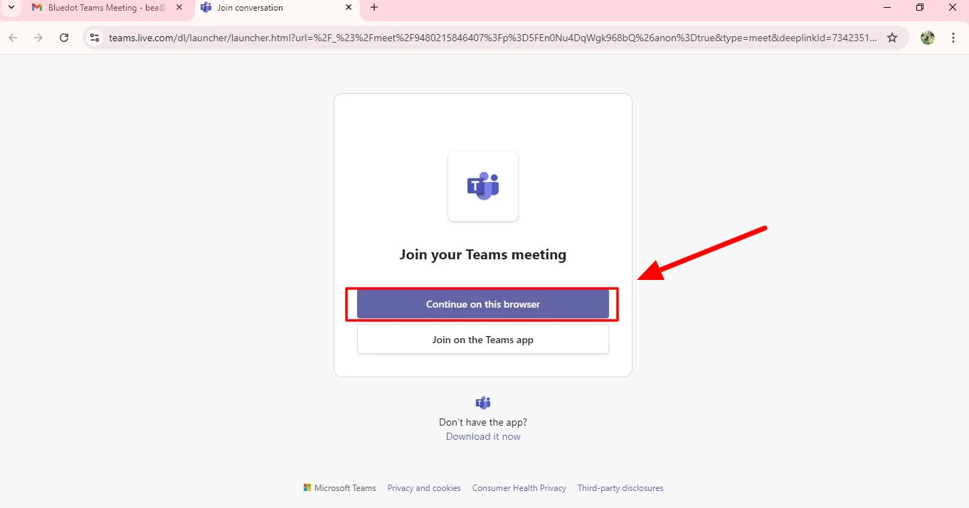 How to join Teams meeting via the link