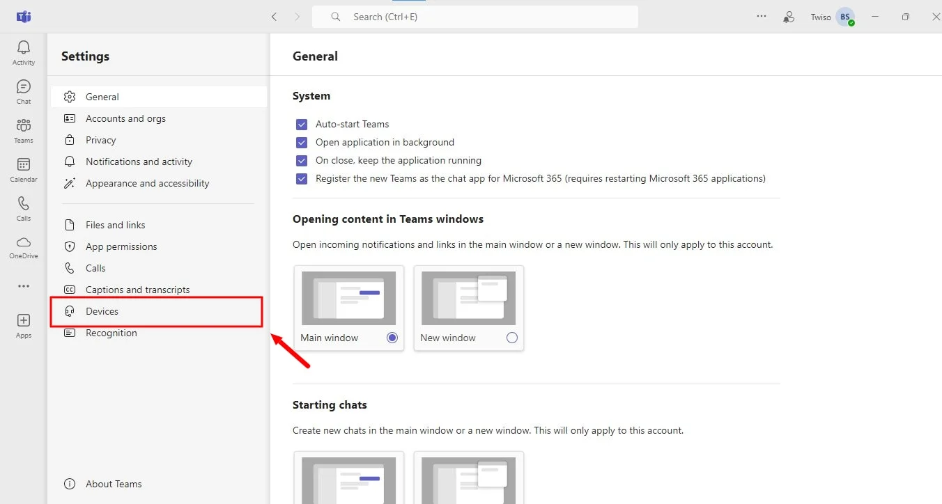 how to manage video settings before a Teams test call