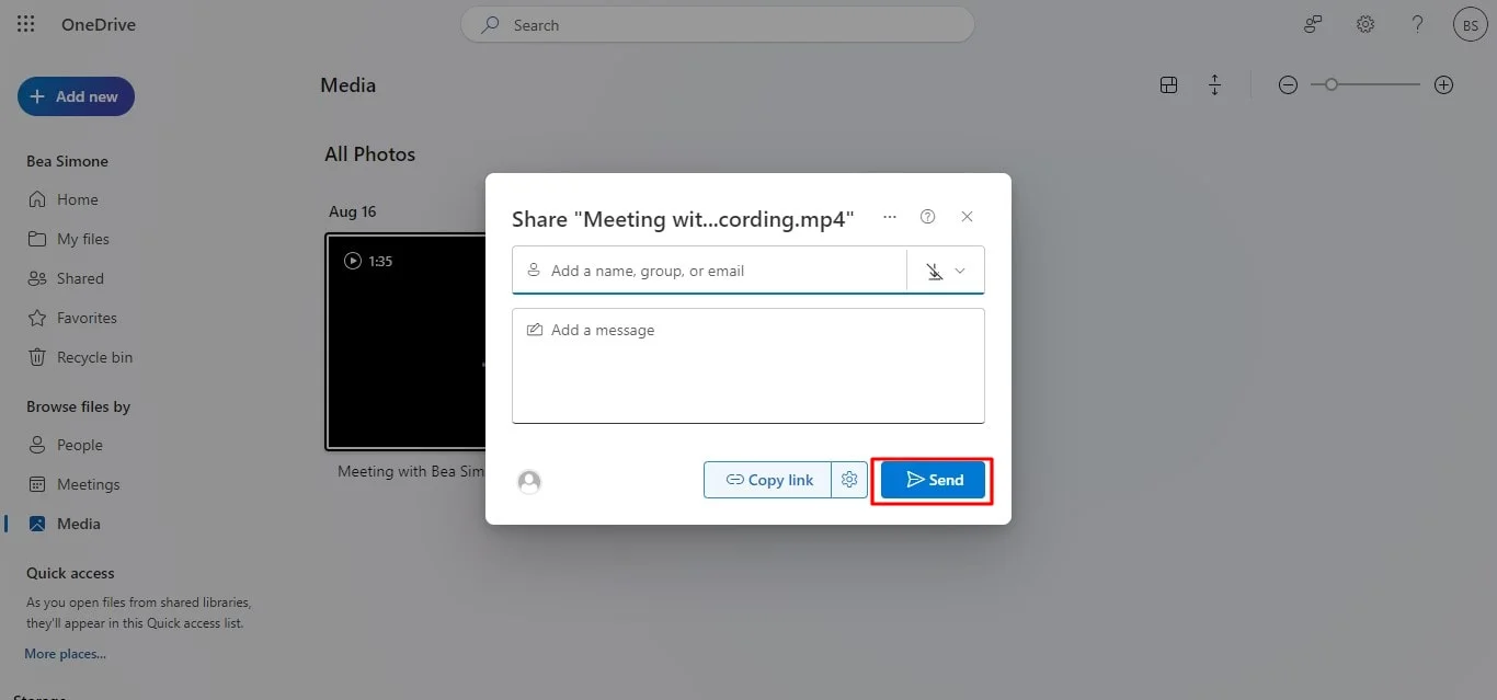 How to share a Teams Meeting Recording via a link or email address