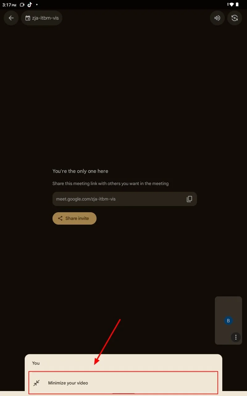 How to minimize Google Meet screen on Android