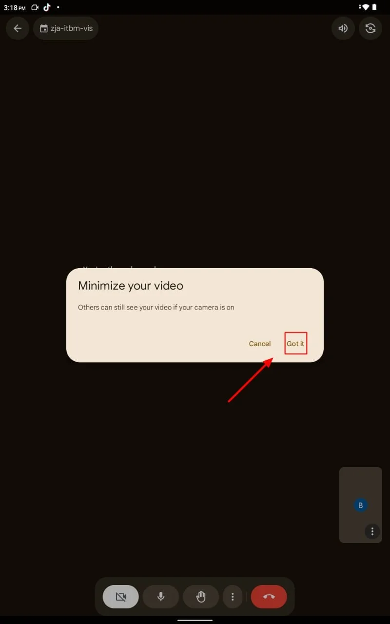 How to minimize video in Google Meet on Android