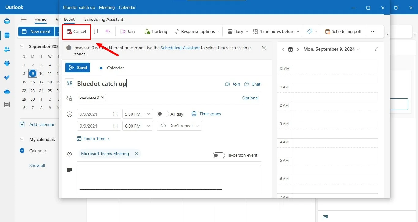 how to cancel individual recurring meeting in Outlook