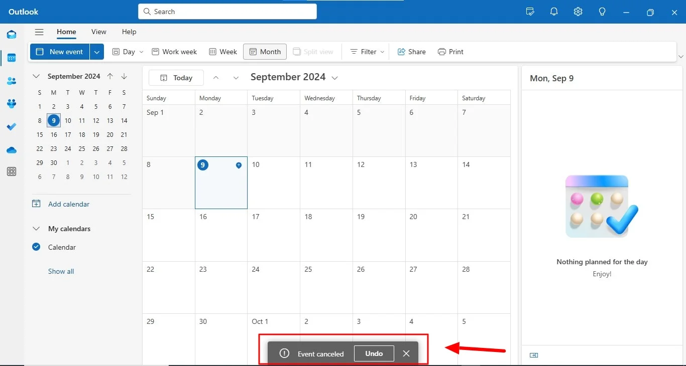 cancel a meeting in Outlook app