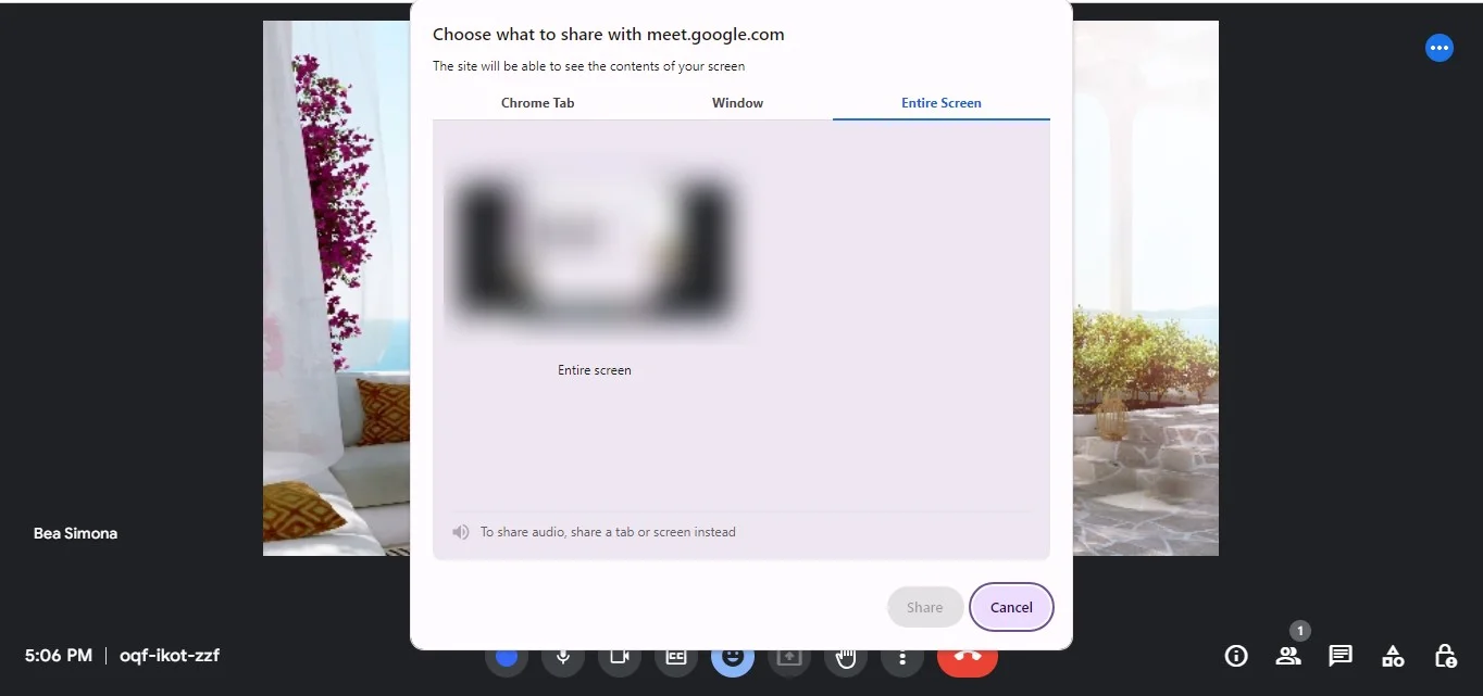 How to share entire screen during a meeting on a computer