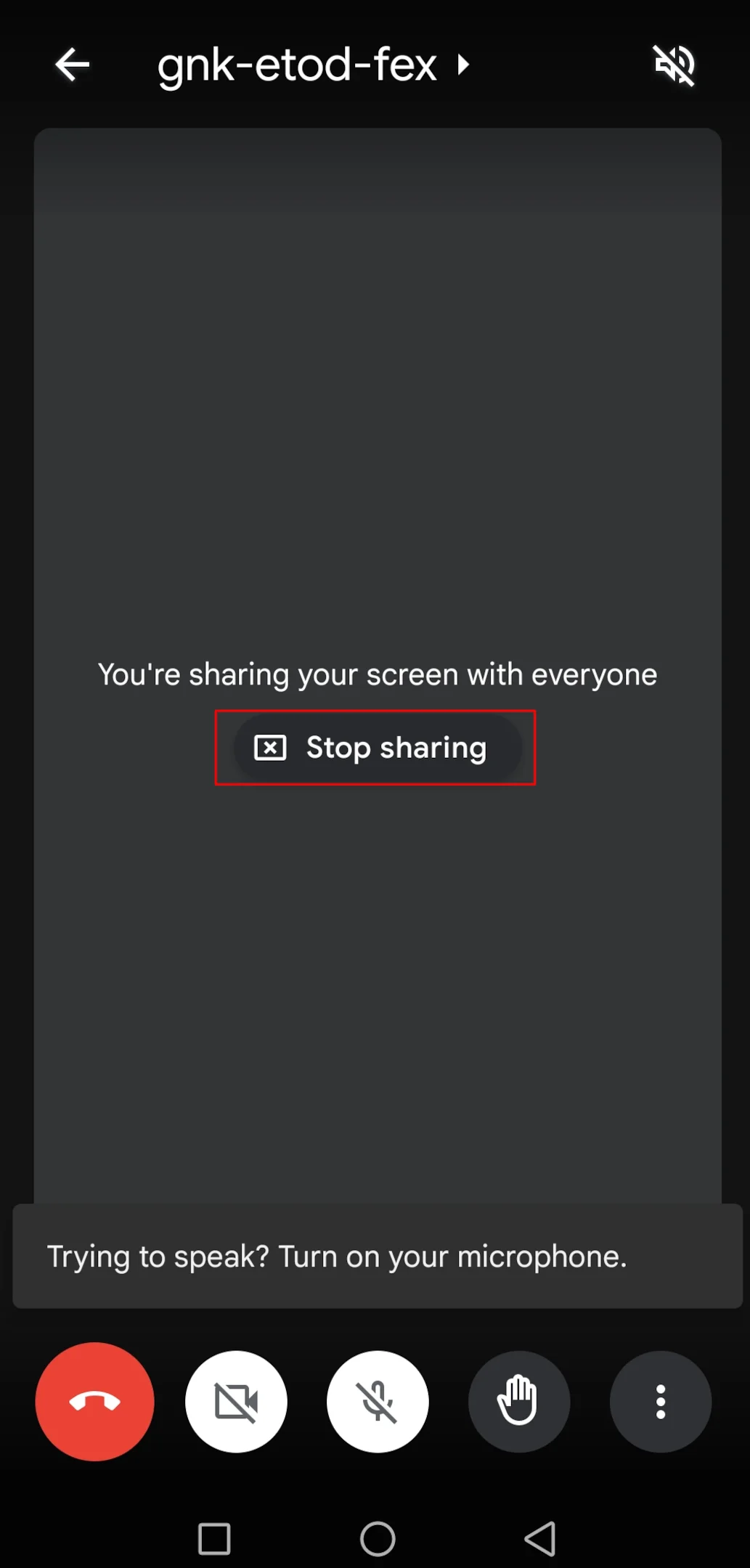 How to control screen sharing during a meeting on a mobile