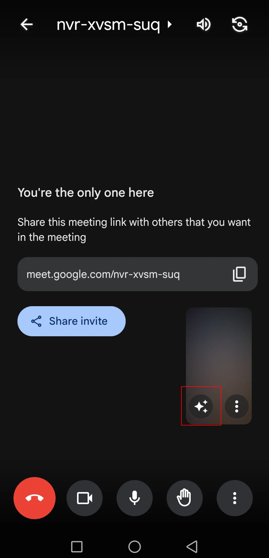 How to access Google Meet visual effects on a mobile device