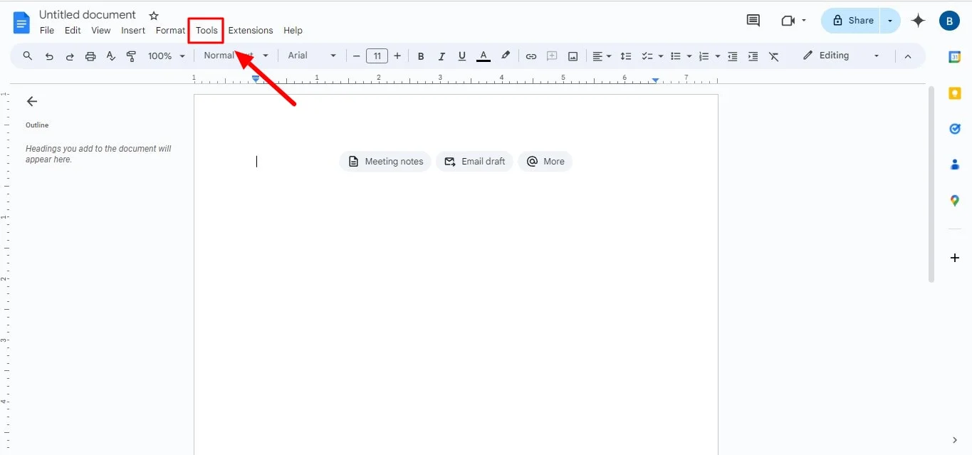 How to activate Google Docs voice typing