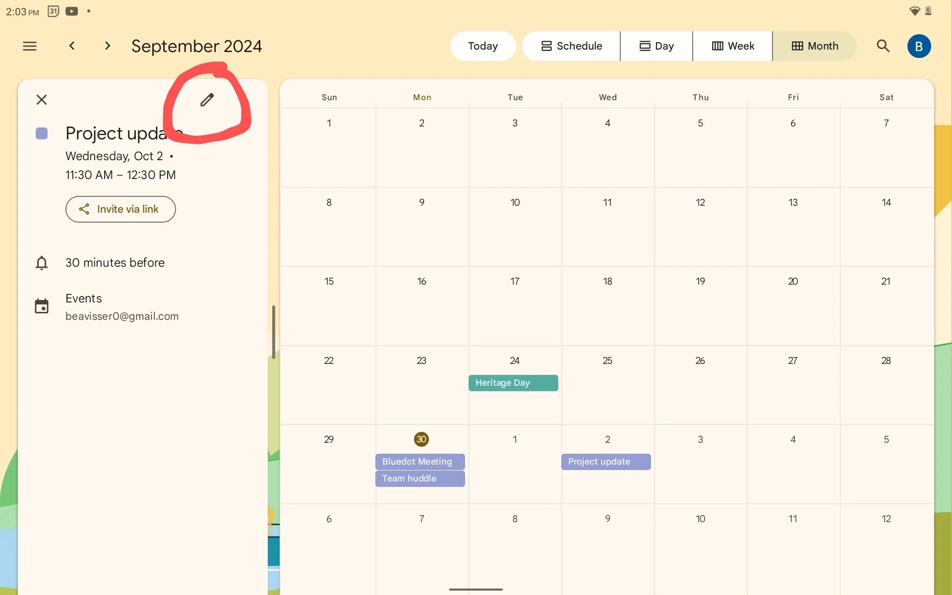 How to change a Google Calendar event color