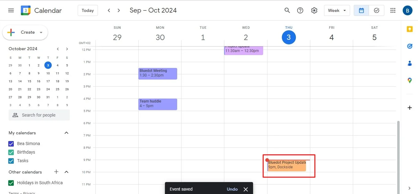 How to save Google Calendar event