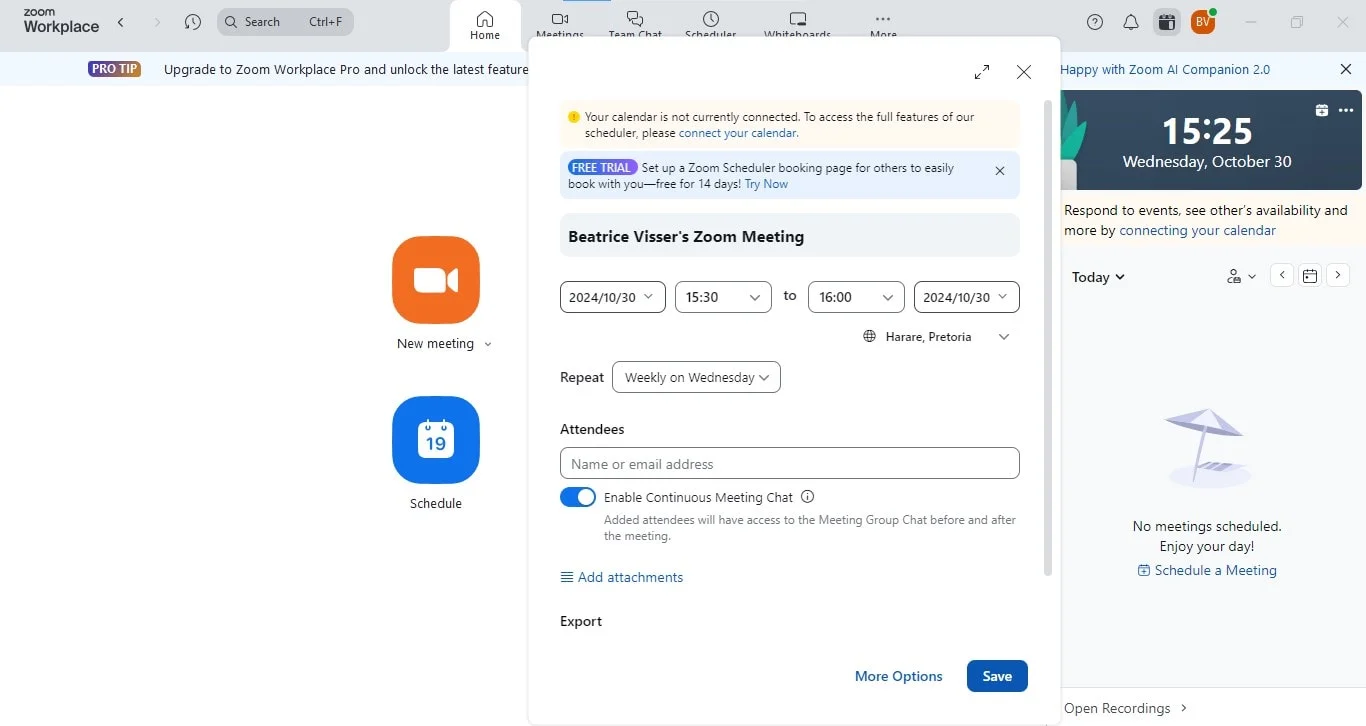 How to add details to a recurring meeting in Zoom