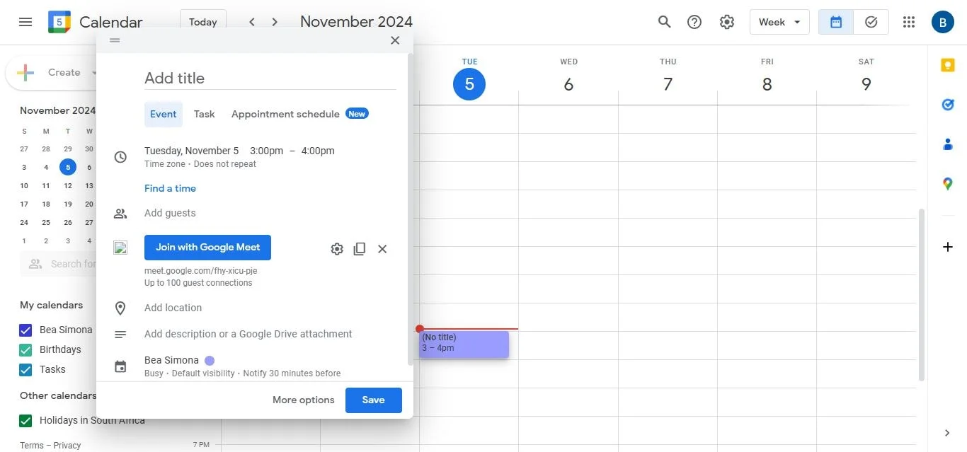 How to add a title to a Google Meet meeting