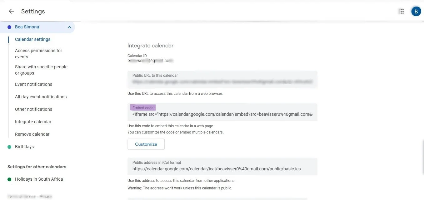 How to use Google Calendar embed link