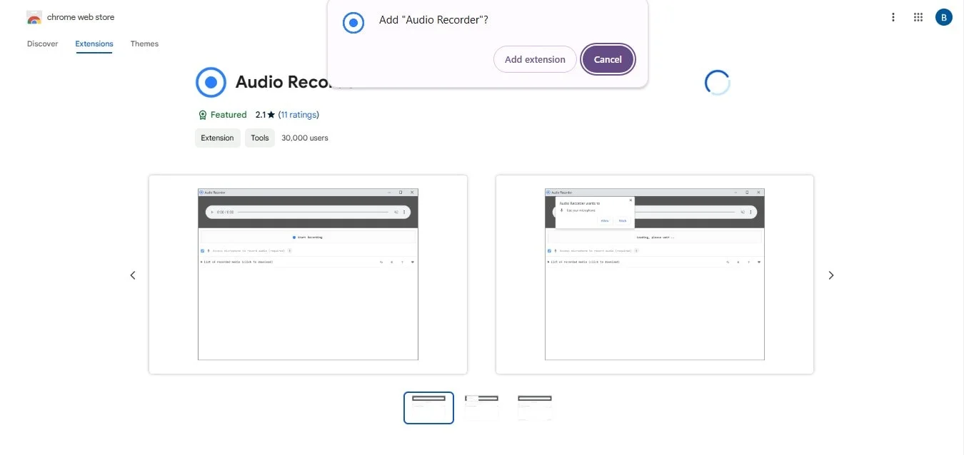 How to add an audio recording extension to Chrome