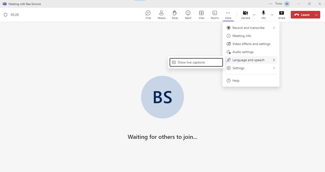 How to enable captions in Microsoft Teams