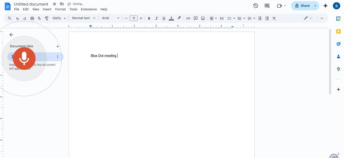 Google Docs voice typing