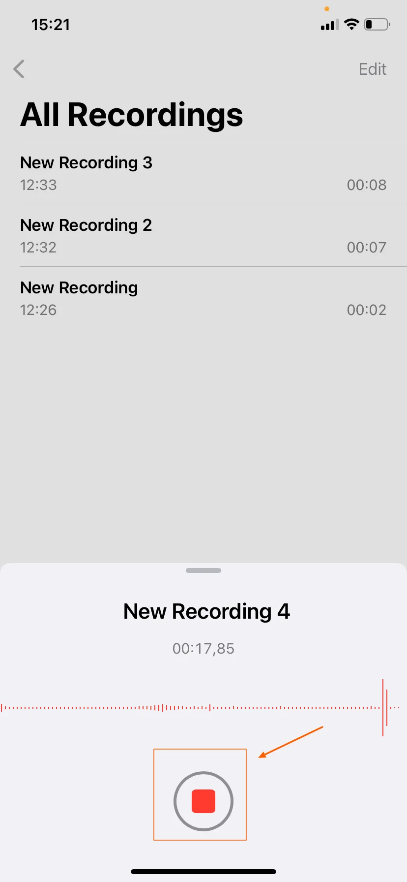 iPhone recording indicator