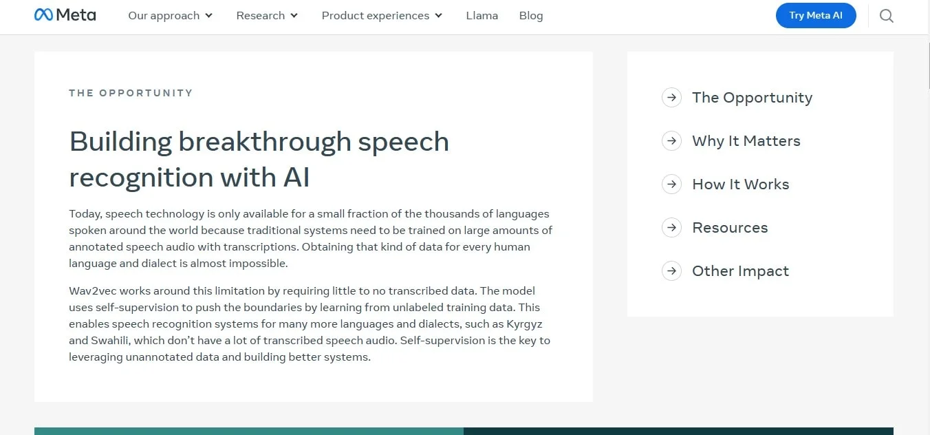 speech recognition tool by Meta