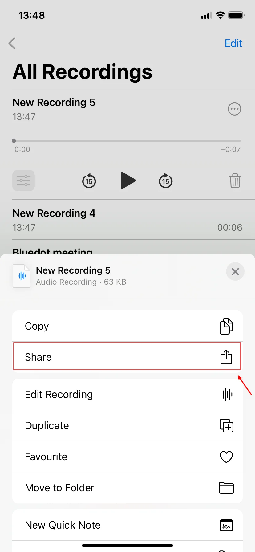 How to share recordings on iPhone