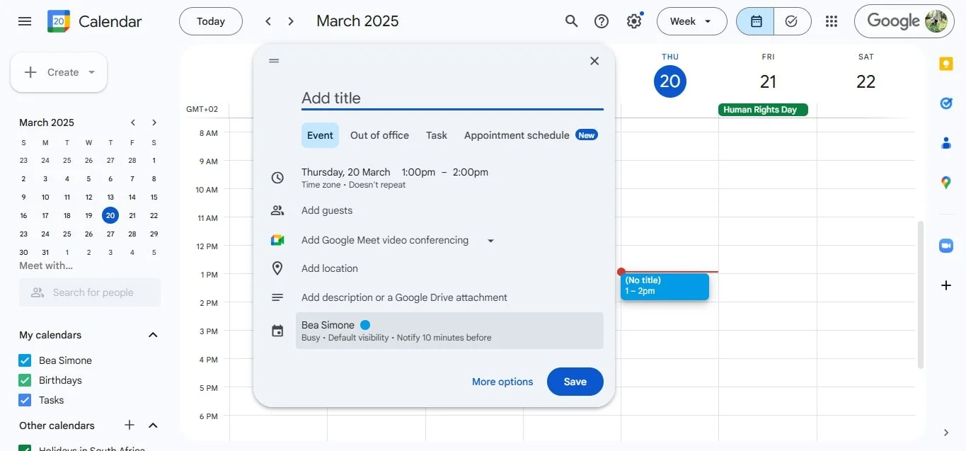 How to add event details to Google Calendar Invite