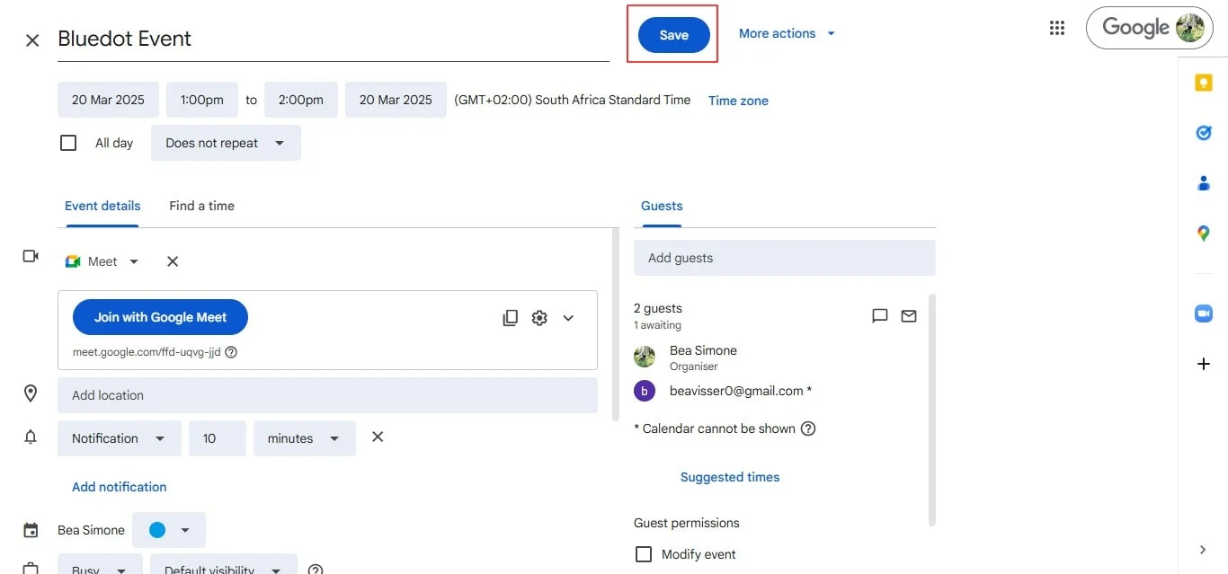 How to send a Google Calendar Invite