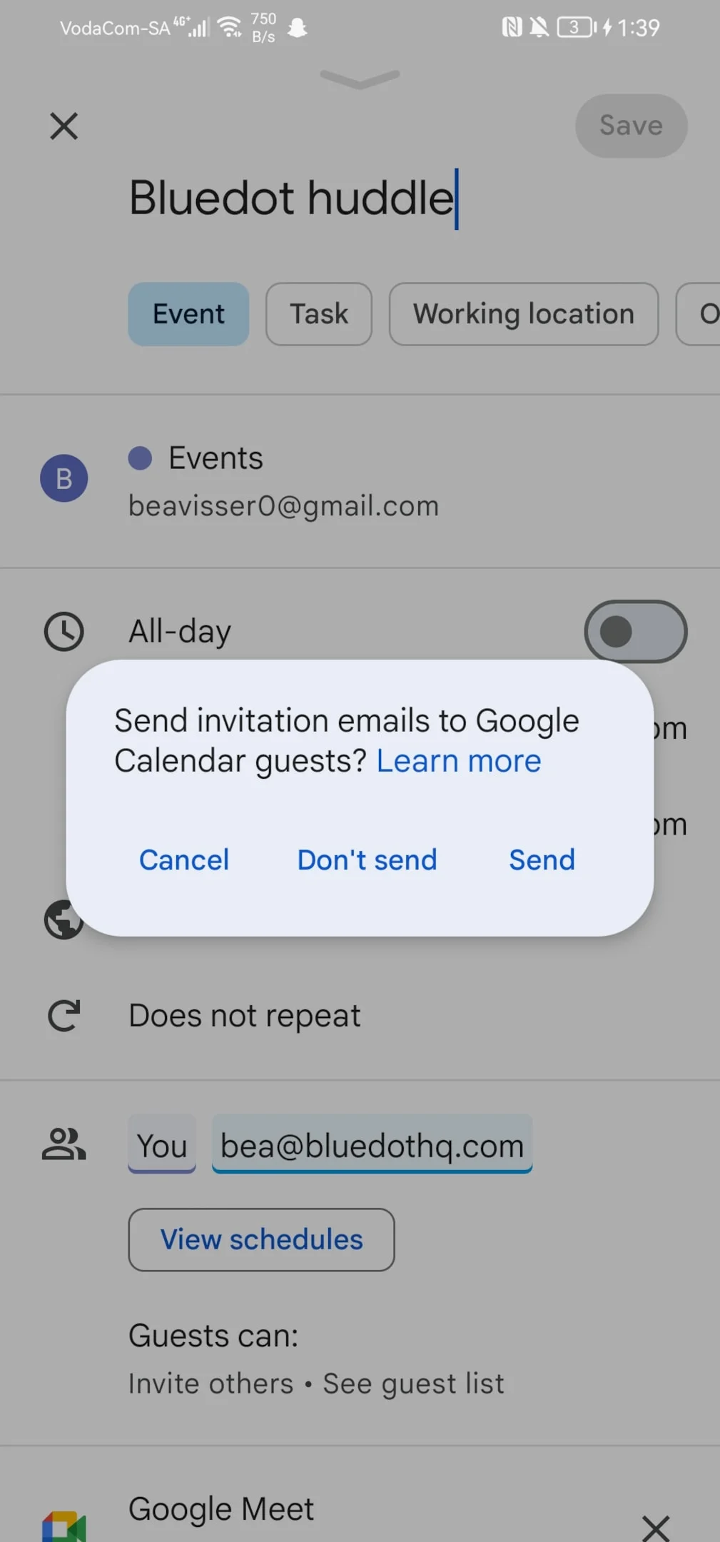 How to send an event invite on Mobile