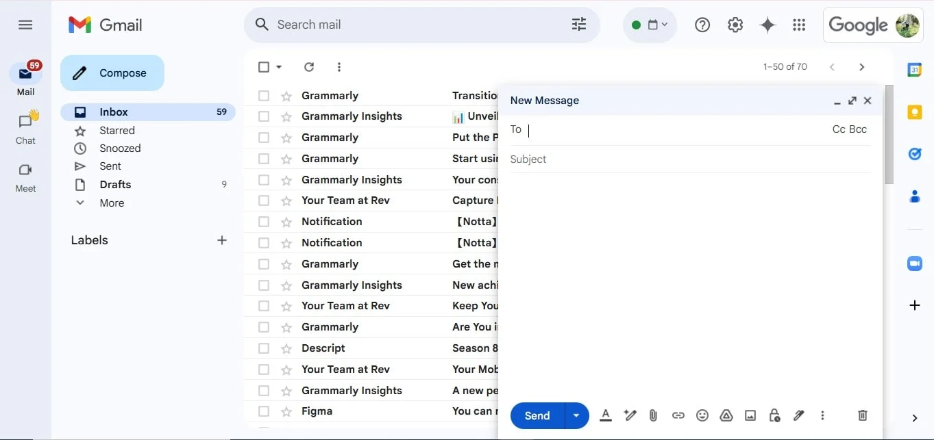 New Message in Gmail