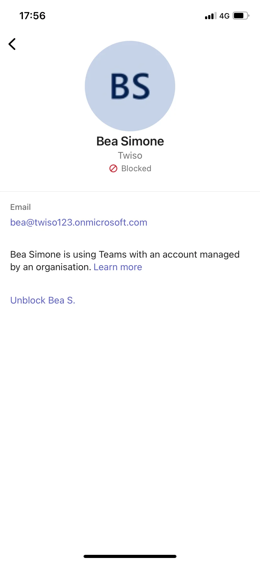 How to unblock someone in Microsoft Teams mobile