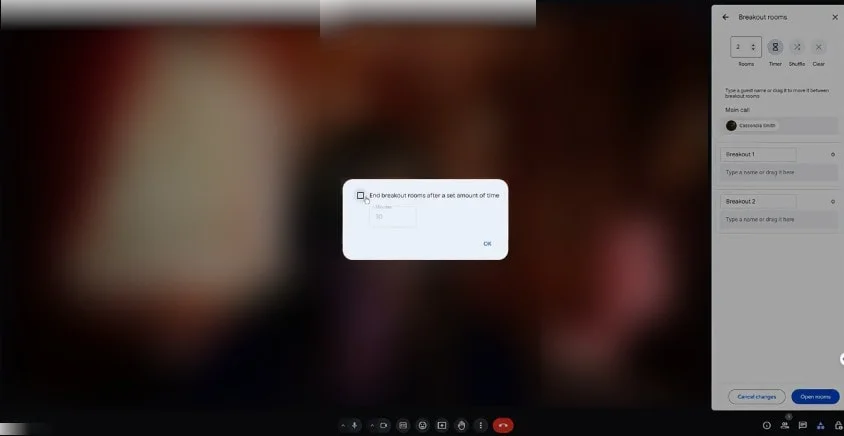 How to set a timer for Breakout Rooms in Google Meet