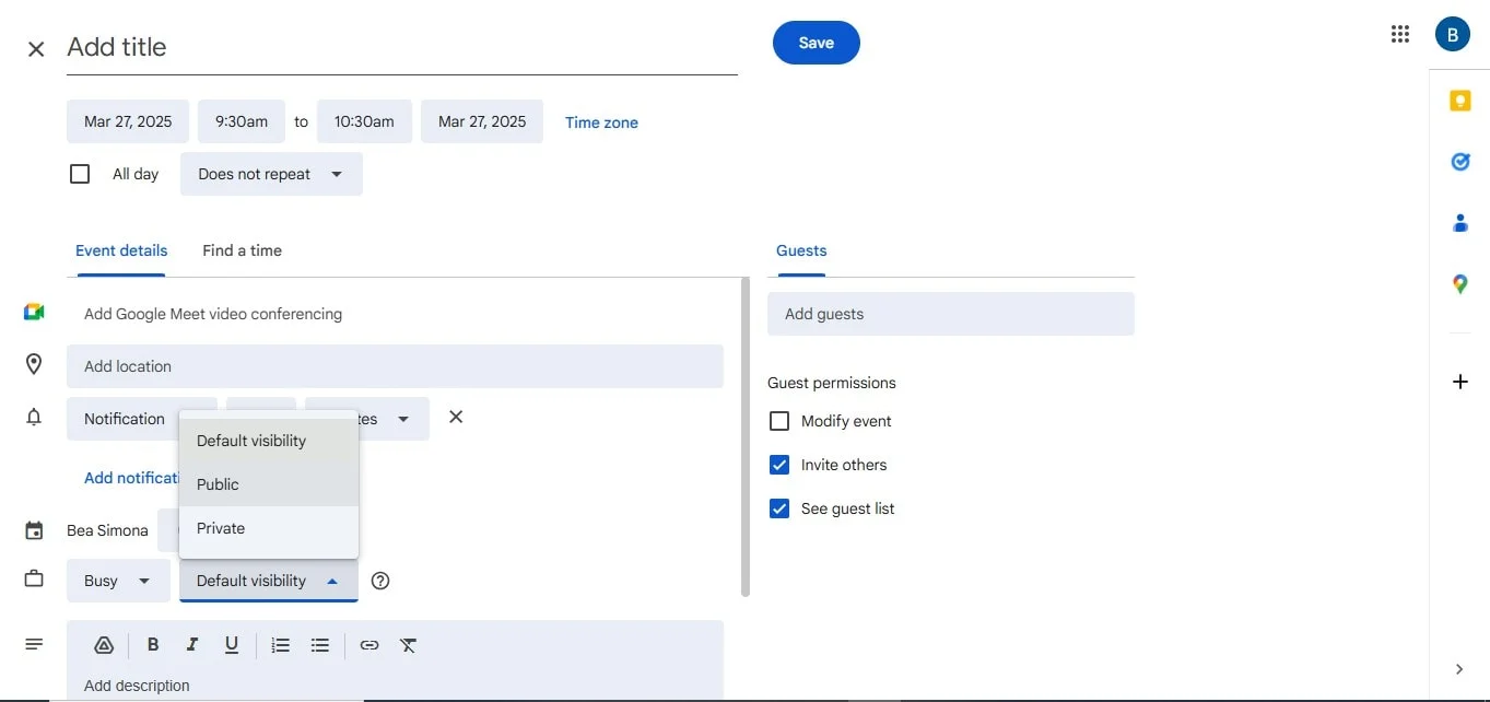 How to set up event visibility