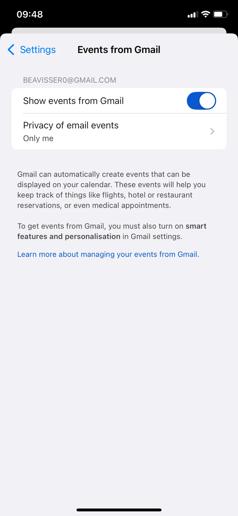 how to adjust Google calendar visibility on Mobile