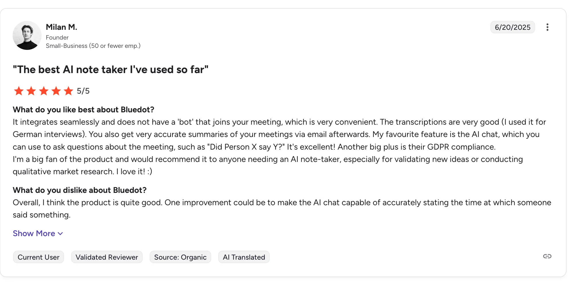 Bluedot users comments