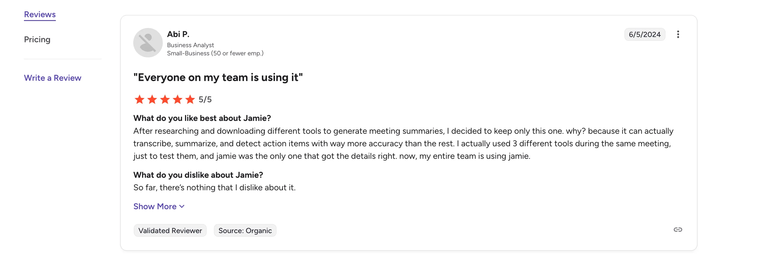 Jamie users comments