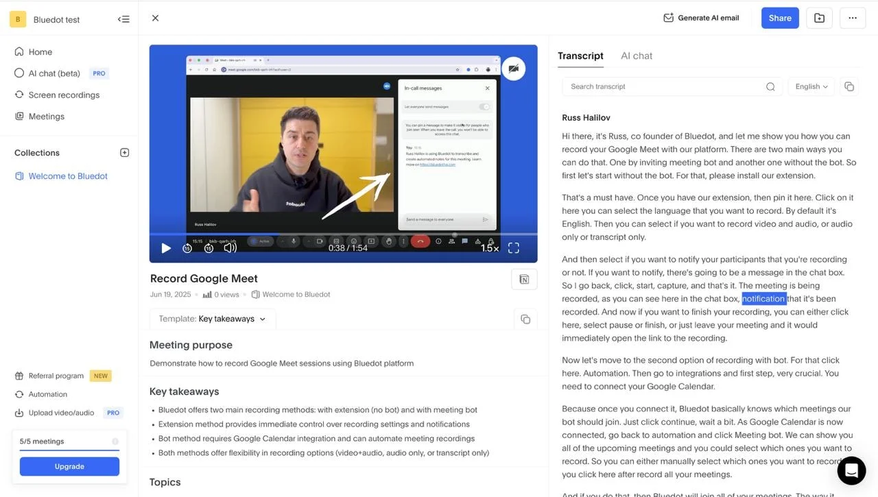 Bot-free AI note taker