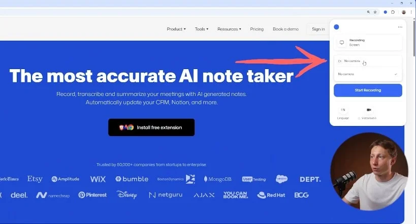 How to record with or without the camera in Bluedot